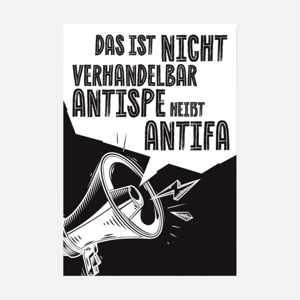 veganer Sticker mit Megafon und Text: Das ist nicht verhandelbar Antispe heißt Antifa